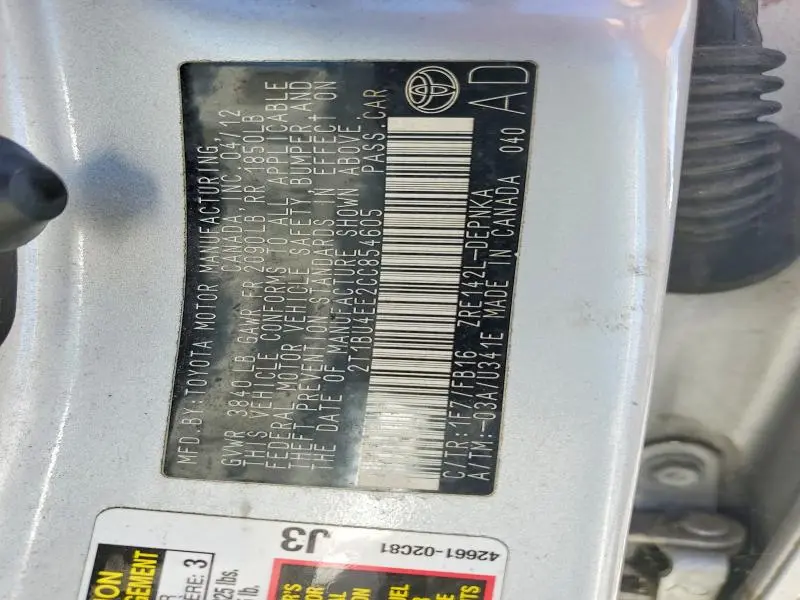 2012 TOYOTA COROLLA LE  