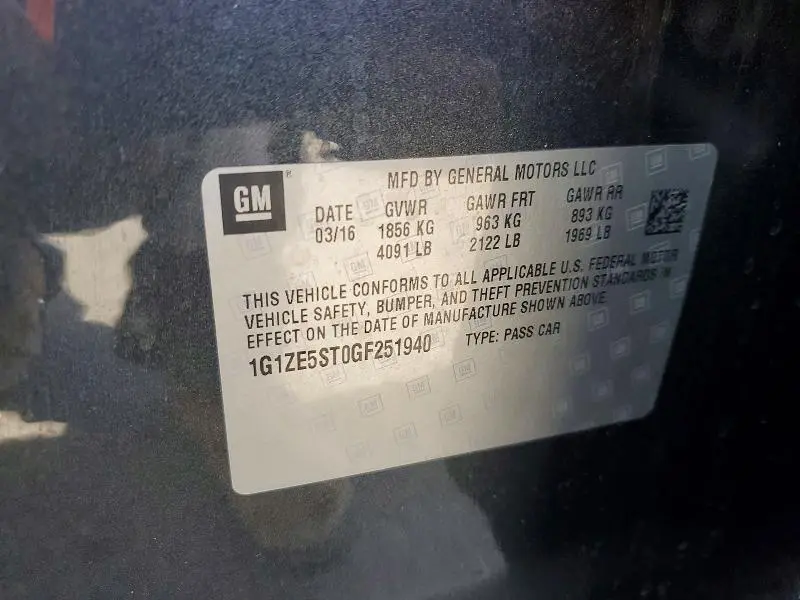 2016 CHEVROLET MALIBU LT  