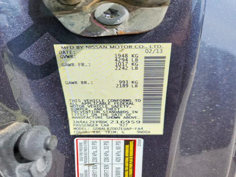 2013 NISSAN ALTIMA 2.5 S  