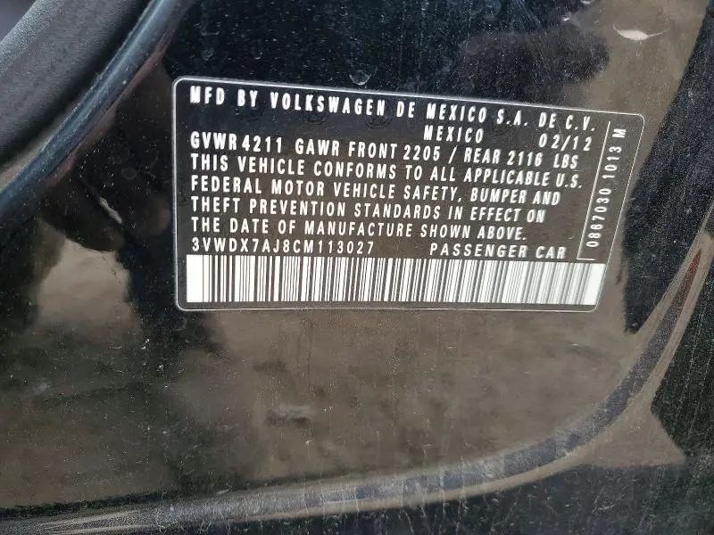 2012 VOLKSWAGEN JETTA SE  