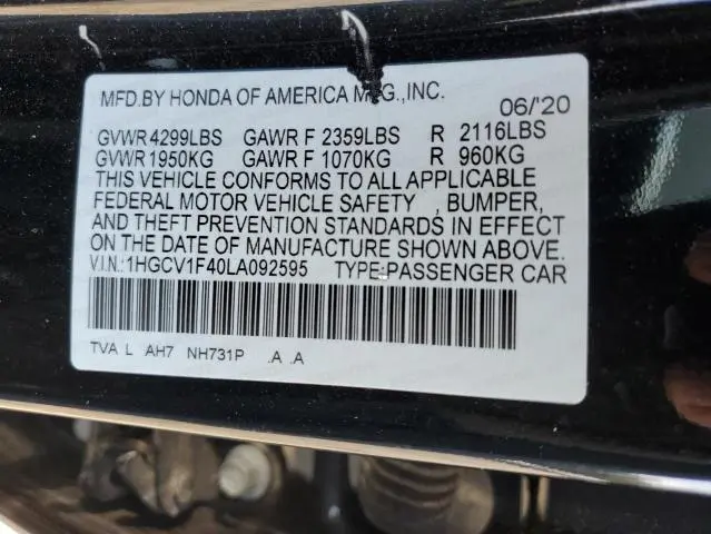 2020 HONDA ACCORD EX