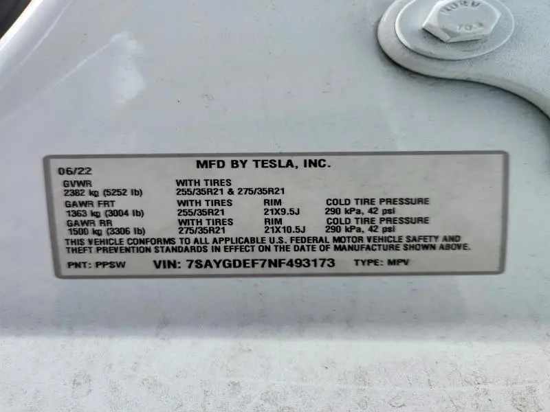 2022 TESLA MODEL Y   