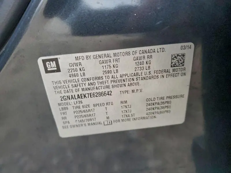 2014 CHEVROLET EQUINOX LS  