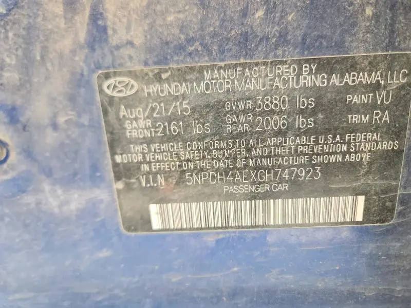 2016 HYUNDAI ELANTRA LIMITED  