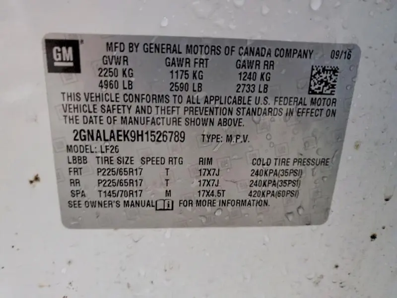 2017 CHEVROLET EQUINOX L  