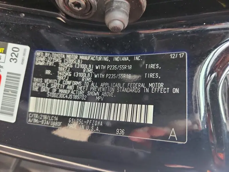 2018 TOYOTA SIENNA XLE PREMIUM 7-PASSENGER  