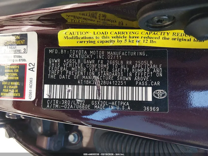 2011 TOYOTA AVALON LIMITED