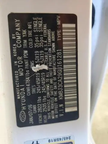 2016 HYUNDAI TUCSON LIMITED  