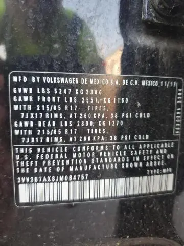 2018 VOLKSWAGEN TIGUAN SE  