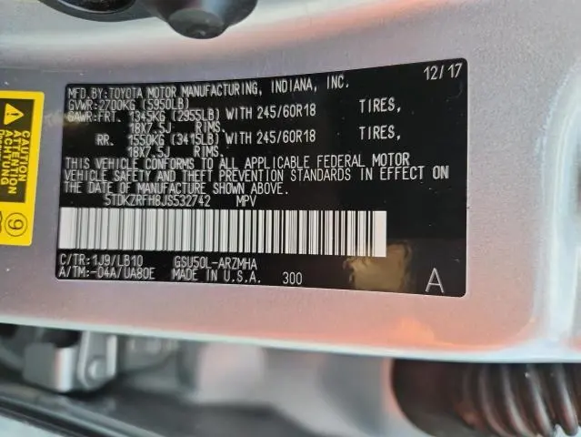2018 TOYOTA HIGHLANDER SE  