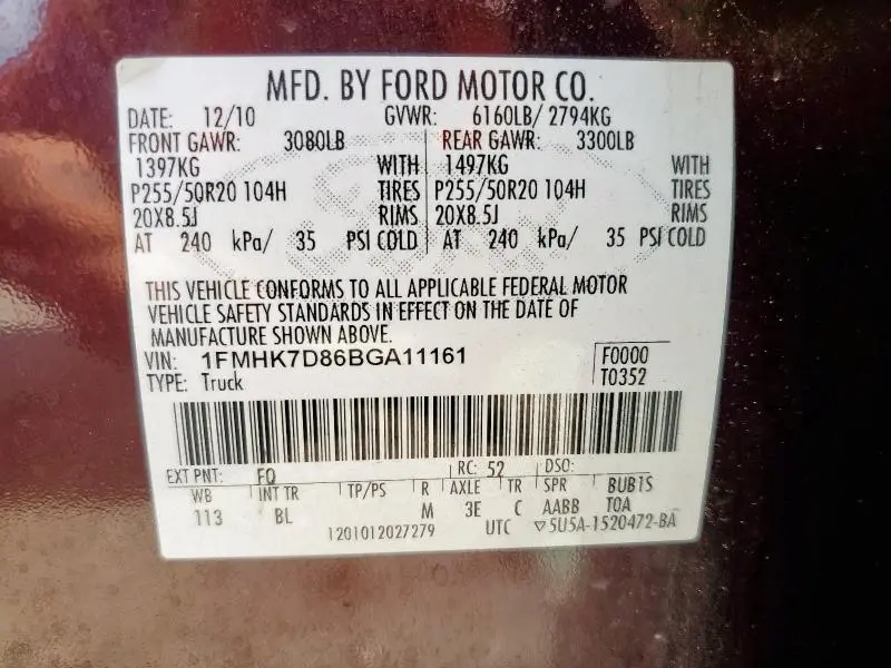 2011 FORD EXPLORER XLT  