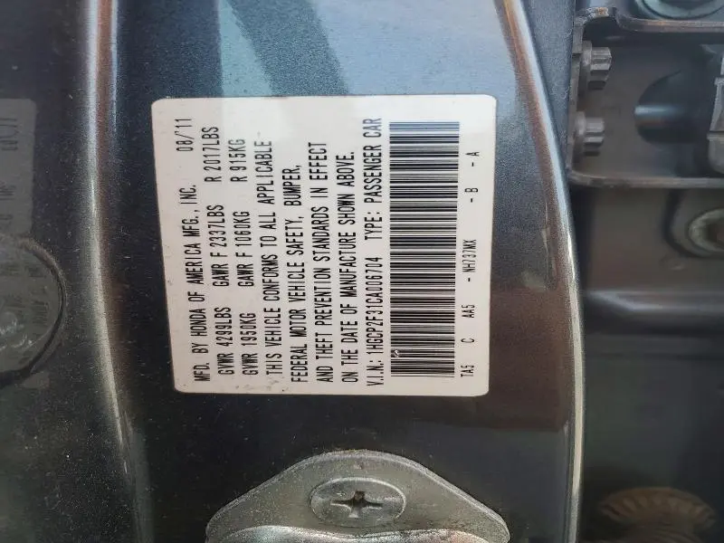 2012 HONDA ACCORD LX  
