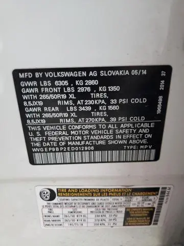 2014 VOLKSWAGEN TOUAREG V6 TDI  