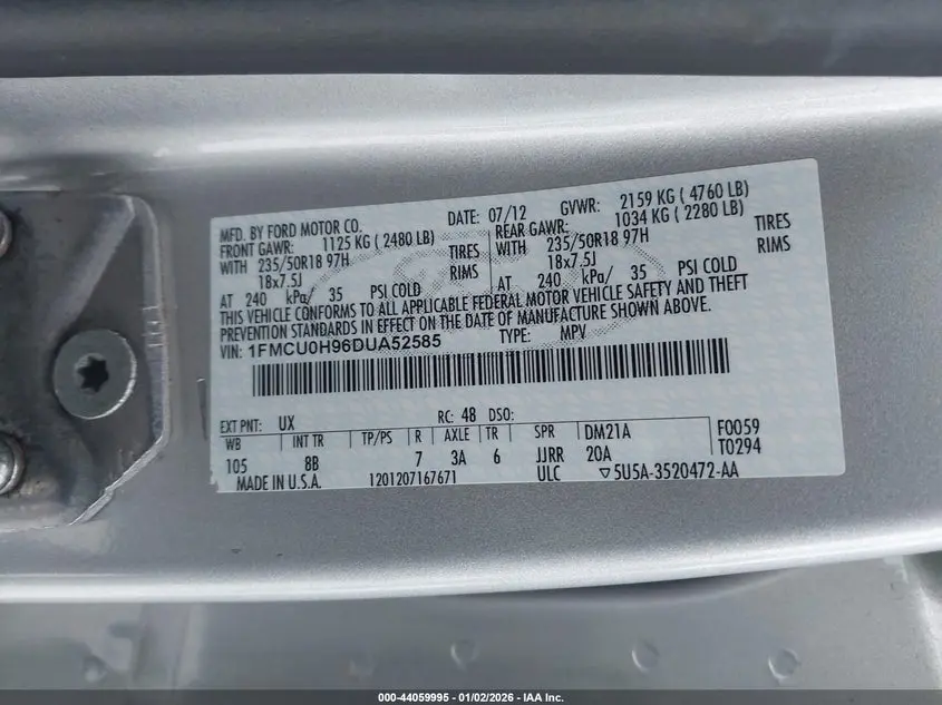 2013 FORD ESCAPE SEL