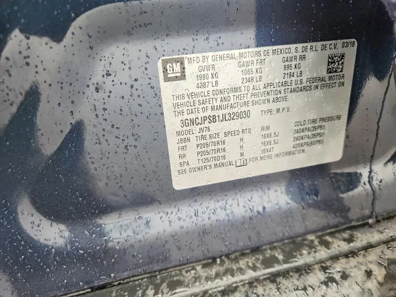 2018 CHEVROLET TRAX 1LT  