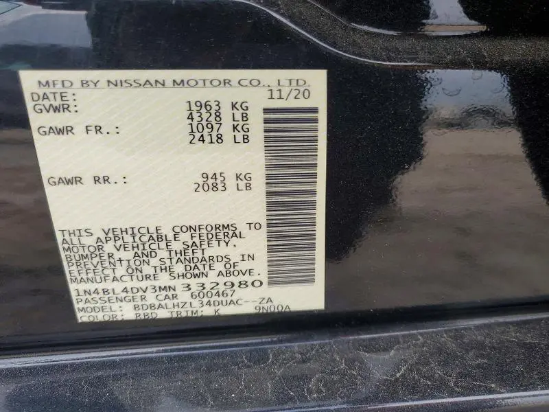 2021 NISSAN ALTIMA SV  