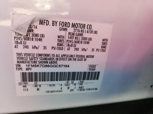 2016 FORD EXPLORER XLT  