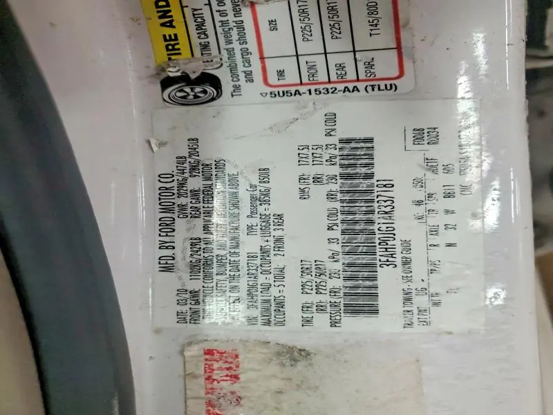 2010 FORD FUSION SEL  