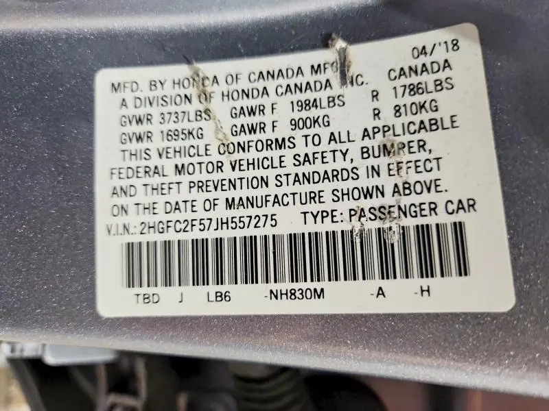 2018 HONDA CIVIC LX  