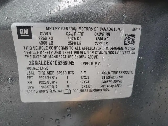 2012 CHEVROLET EQUINOX LT  