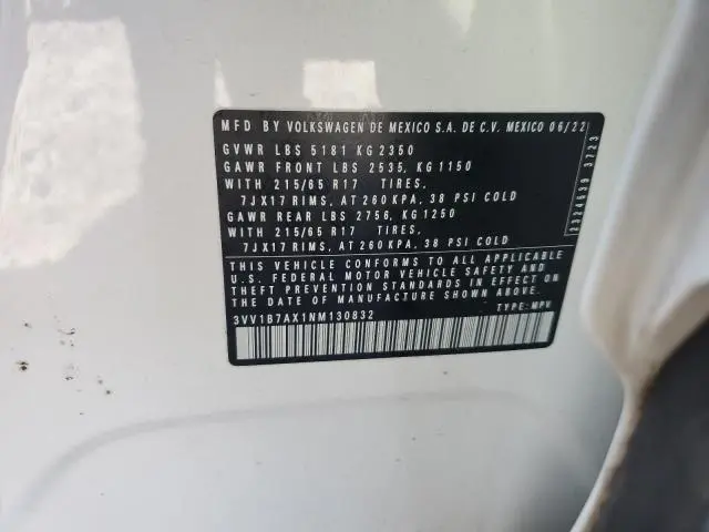 2022 VOLKSWAGEN TIGUAN S  