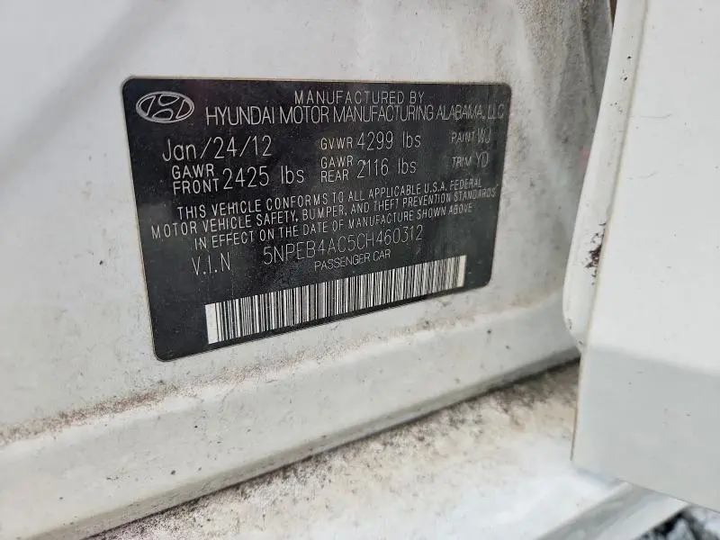 2012 HYUNDAI SONATA GLS  