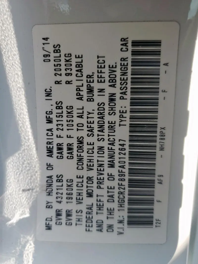 2015 HONDA ACCORD EXL  