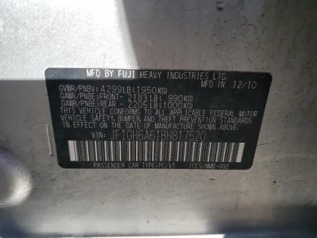 2011 SUBARU IMPREZA 2.5I  