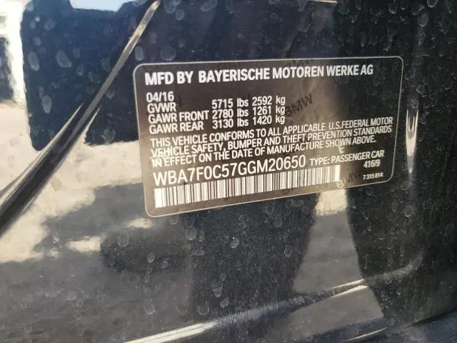 2016 BMW 750 I  