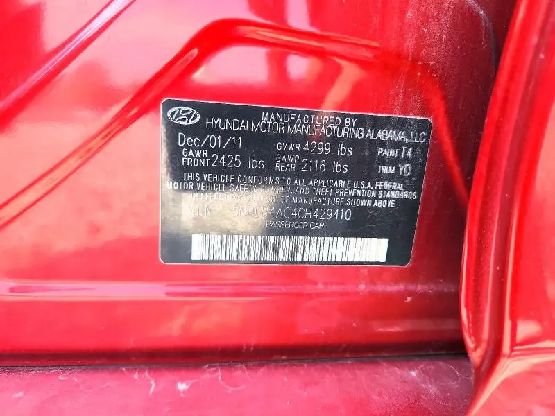 2012 HYUNDAI SONATA GLS  