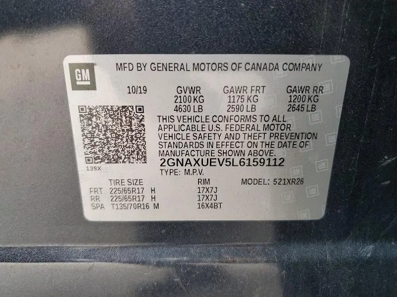 2020 CHEVROLET EQUINOX LT  