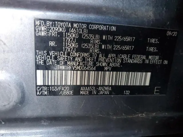 2021 TOYOTA RAV4 XLE  