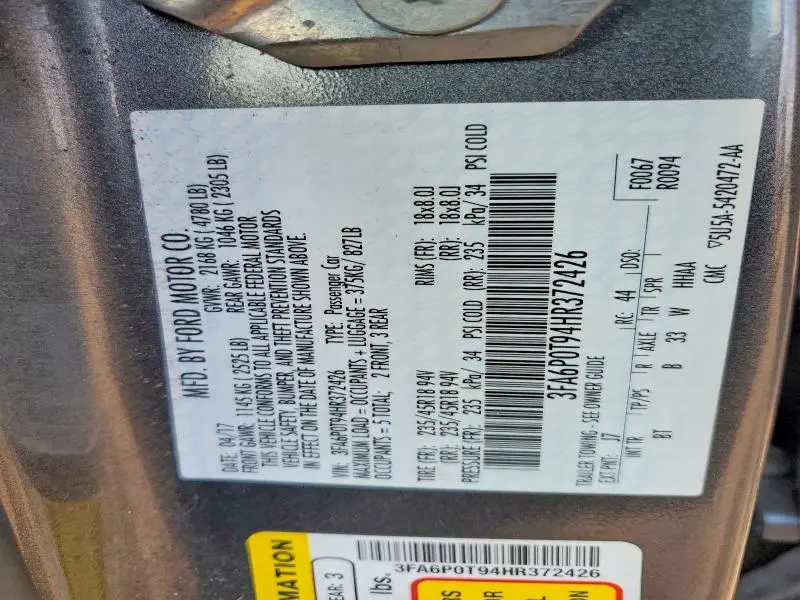 2017 FORD FUSION SE  