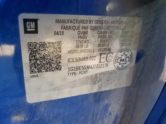 2018 CHEVROLET CRUZE LT  