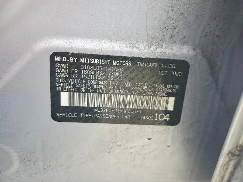 2021 MITSUBISHI MIRAGE G4 ES  