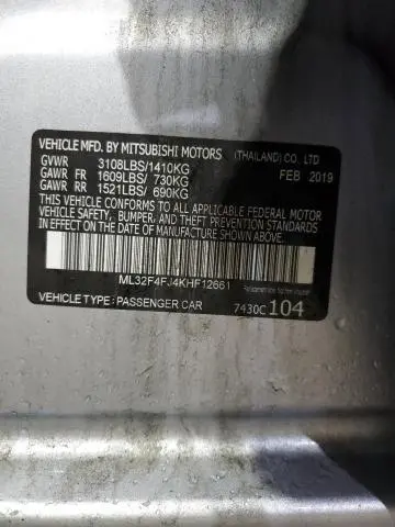 2019 MITSUBISHI MIRAGE G4 SE