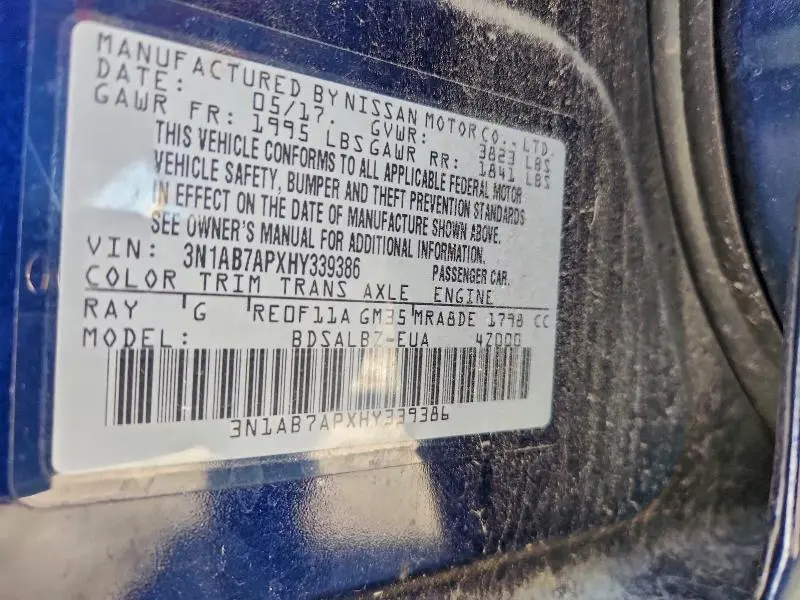 2017 NISSAN SENTRA S  