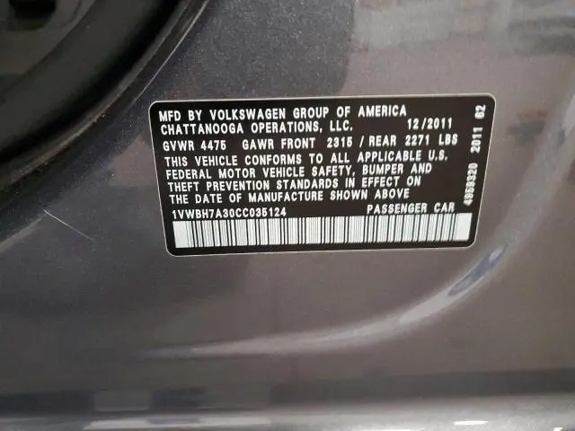 2012 VOLKSWAGEN PASSAT SE