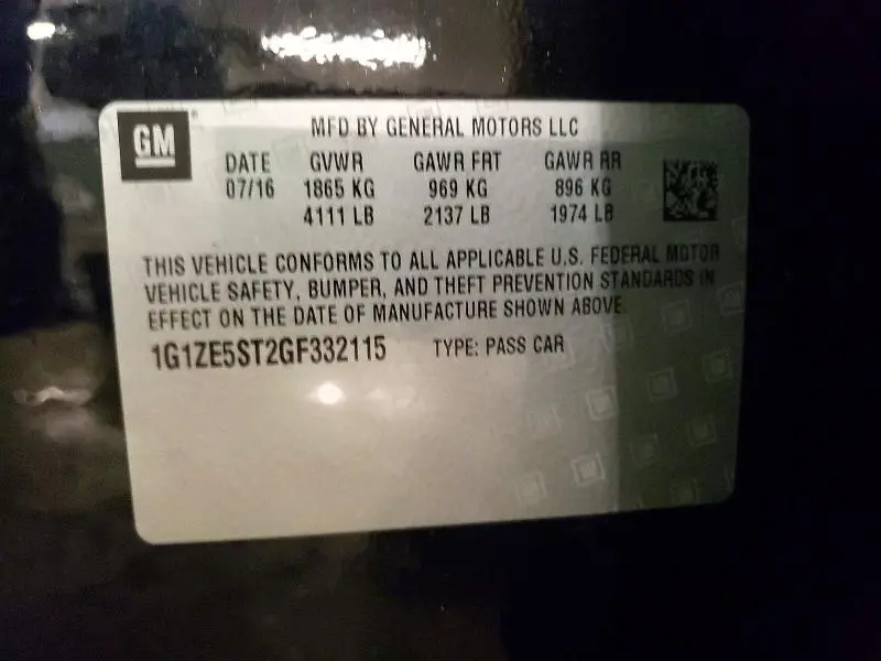 2016 CHEVROLET MALIBU LT  