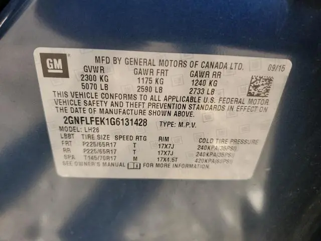 2016 CHEVROLET EQUINOX LT  