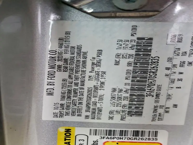 2016 FORD FUSION SE  