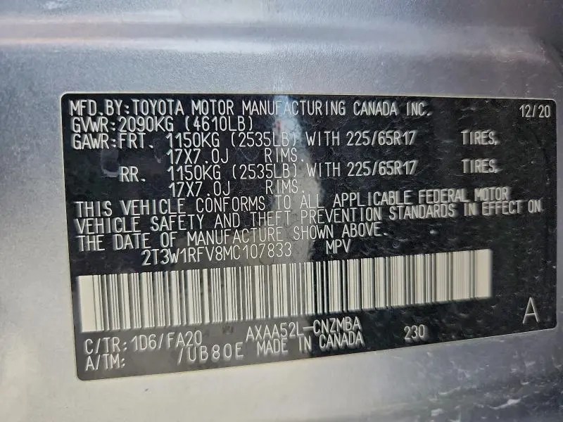 2021 TOYOTA RAV4 XLE  