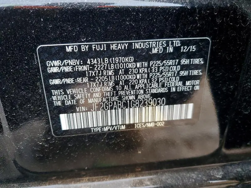 2016 SUBARU CROSSTREK PREMIUM  