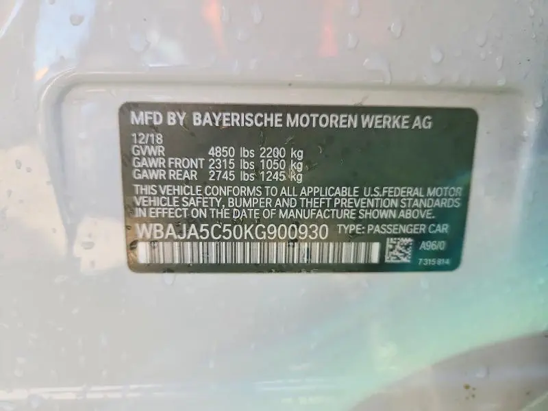 2019 BMW 530 I  