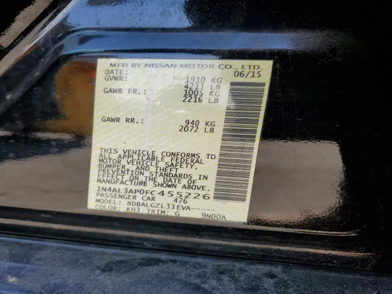 2015 NISSAN ALTIMA 2.5 S  