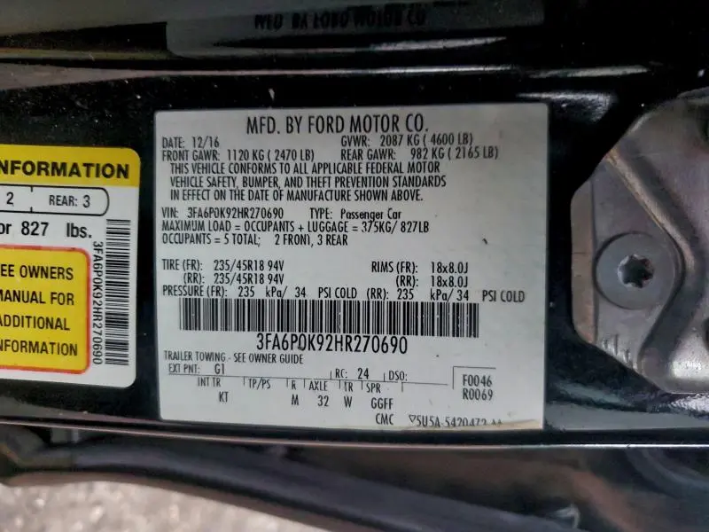 2017 FORD FUSION TITANIUM  