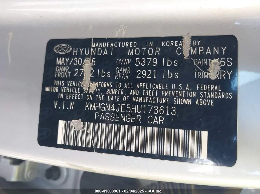 2017 GENESIS G80 3.8