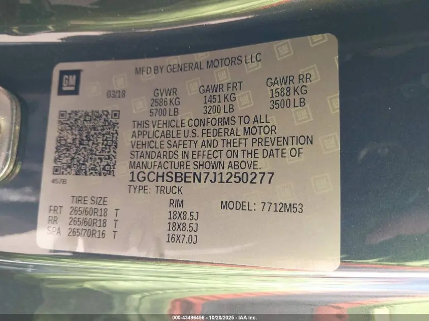 2018 CHEVROLET COLORADO WT