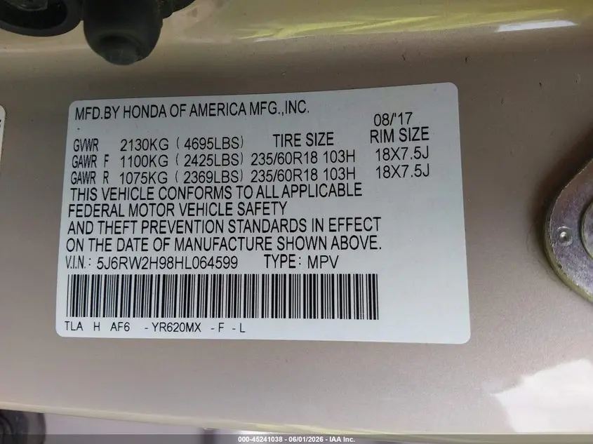 2017 HONDA CR-V TOURING