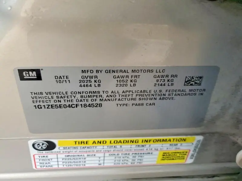 2012 CHEVROLET MALIBU LTZ  